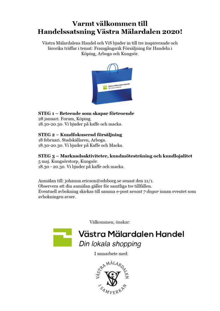 Handelssatsning Västra Mälardalen 2020!